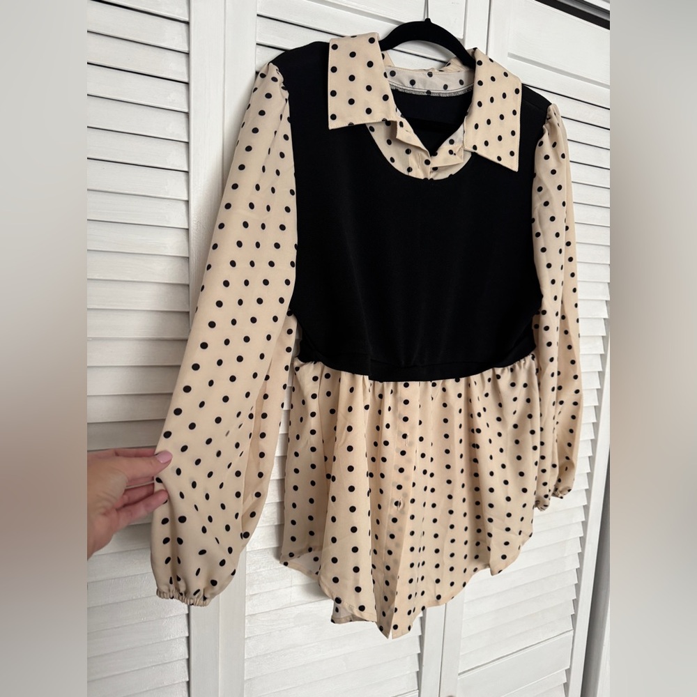 Shein Curve Faux Vest Overlay Blouse